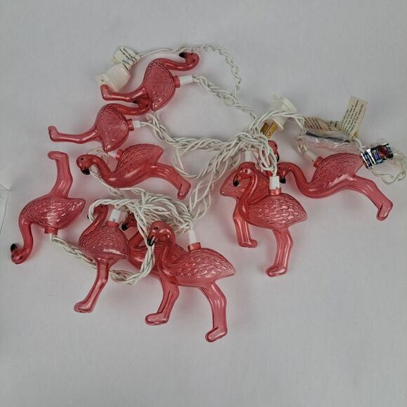 Vtg Blow Mold Pink Flamingo String Lights Indoor Unique Target Tropical Party - Picture 2 of 5